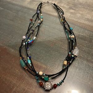 Vintage southwestern beaded necklace with turquoise sterling silver clasp
